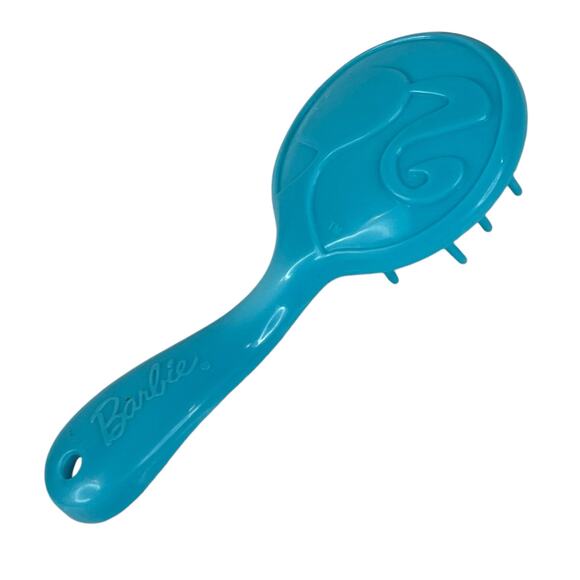 VTG Blue BARBIE BRUSH 3.5" Plastic 50's Barbie Head Logo and "Barbie" Handle - Picture 6 of 6